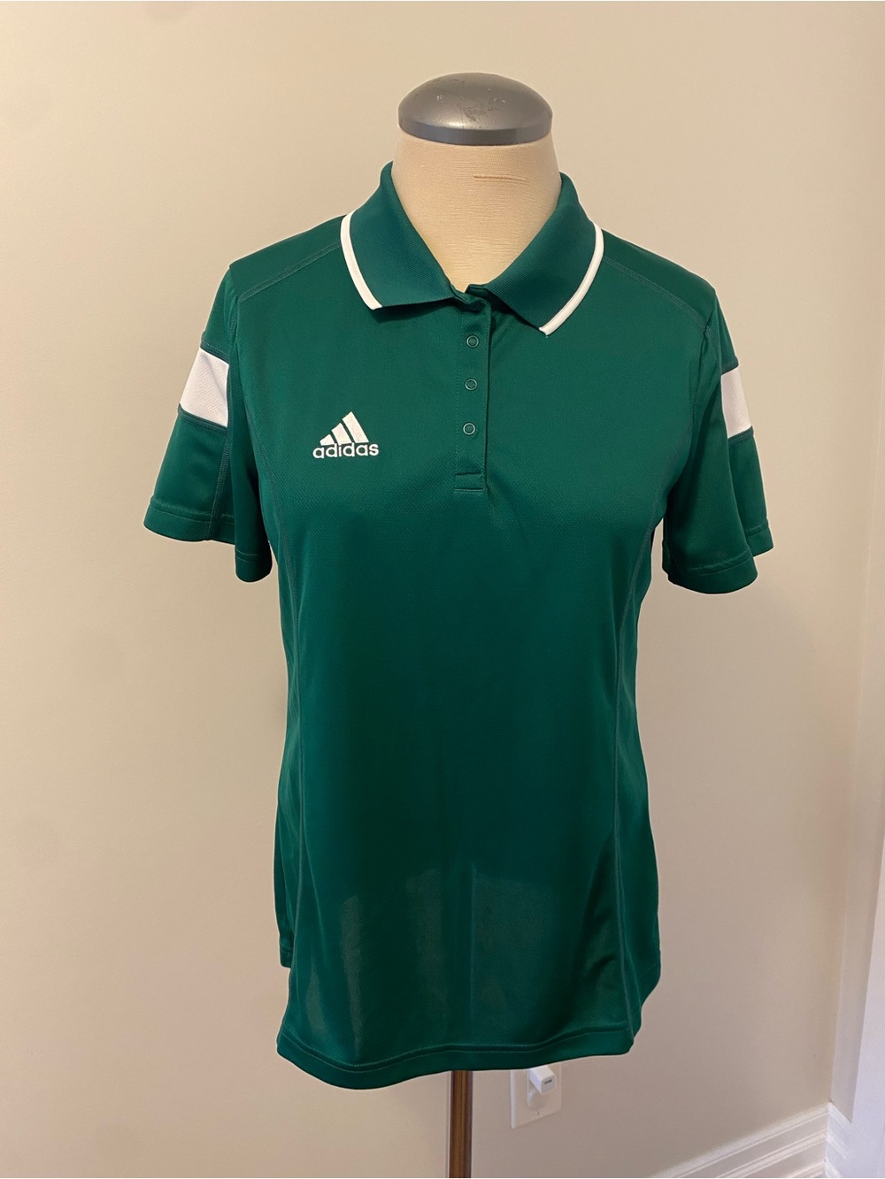 adidas Women's Dark Green Polo with White Accents
